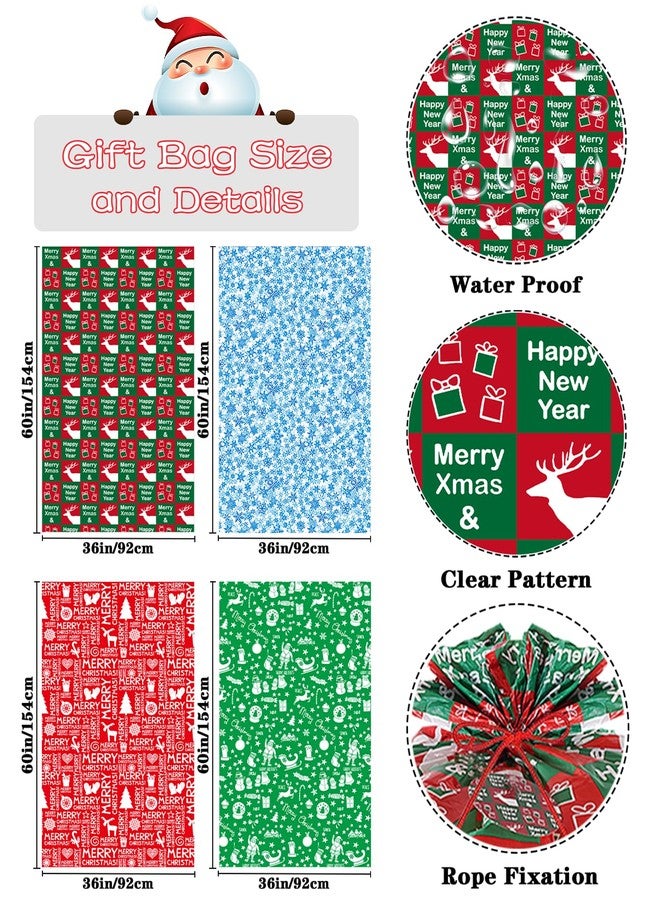 Jaywayang 4PCS Extra Large Christmas Gift Bags, Oversized Christmas Bags 60" x 36" Jumbo Plastic Gift Bags with Tag and String for Huge Big Gifts Presents Wrapping Kids Bicycle Bike Gift Bag - Image 2
